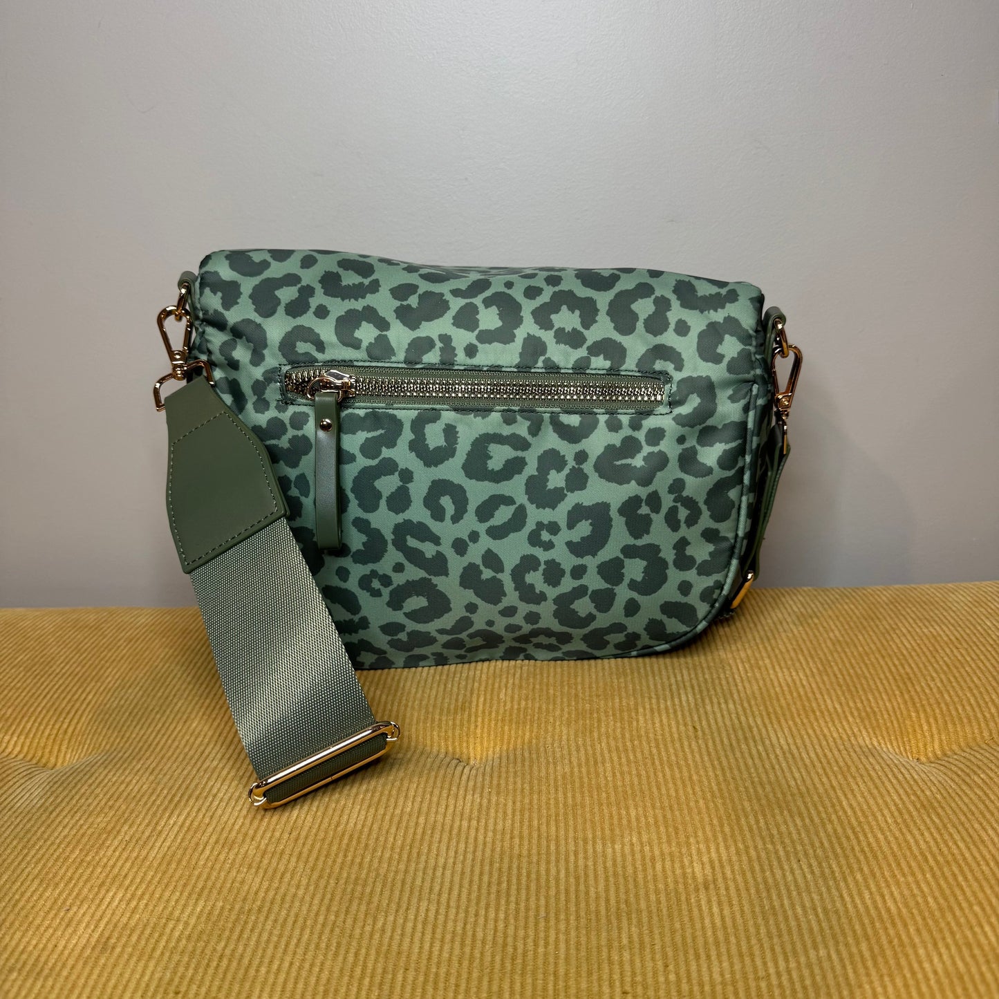 The Roni Nylon Crossbody - Animal Print Dark Green - PREORDER