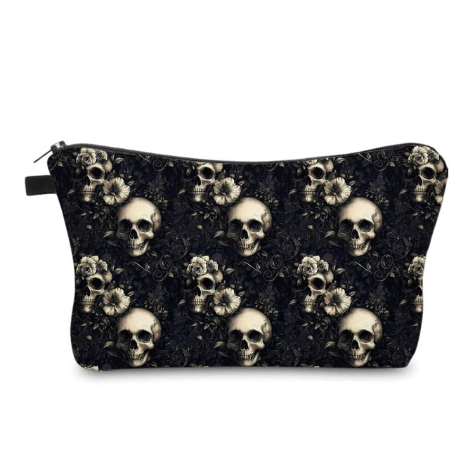 Pouch - Halloween Fall - Black Floral Skull