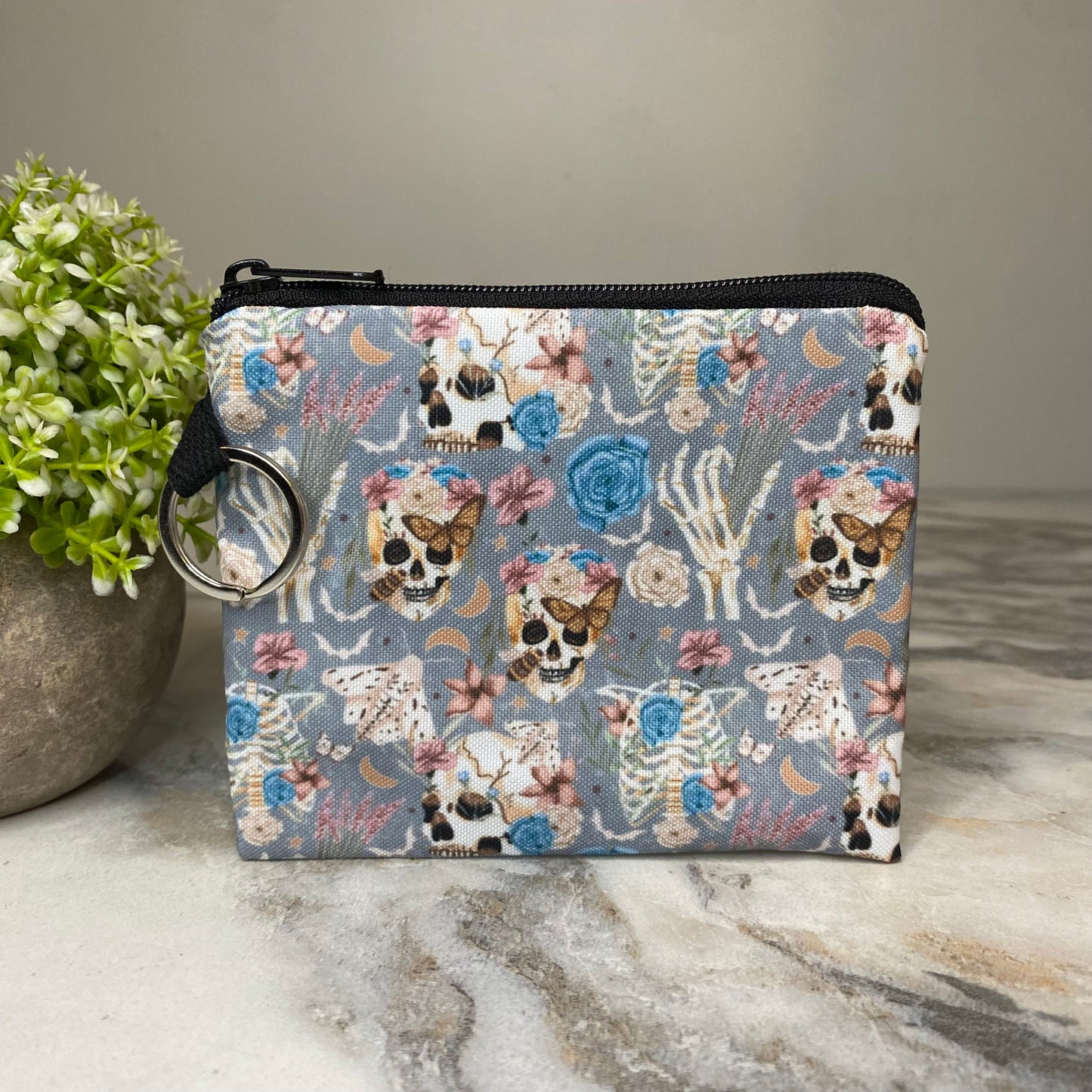 Mini Pouch - Halloween Fall - Skeleton Floral