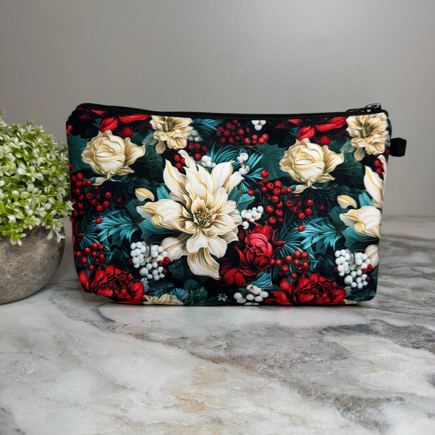 Pouch - Christmas Bold Emerald Floral