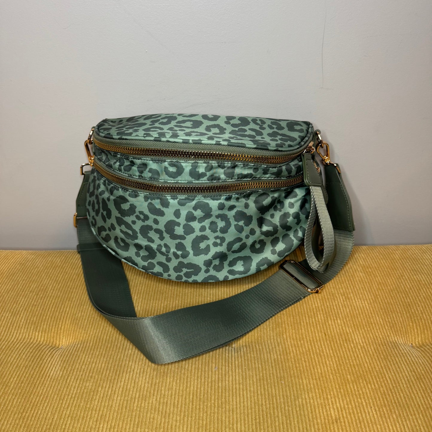 The Roni Nylon Crossbody - Animal Print Dark Green - PREORDER