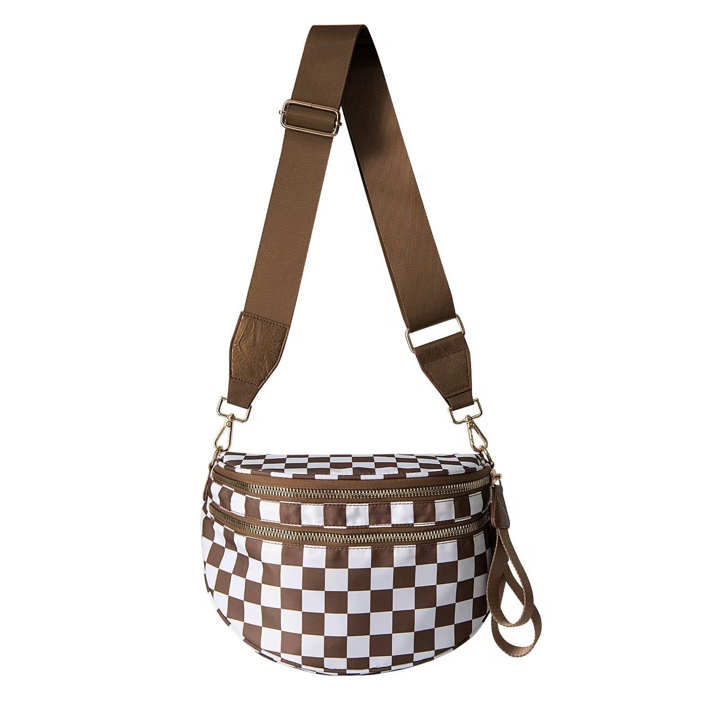 The Roni Nylon Crossbody - Checkered Chocolate - PREORDER